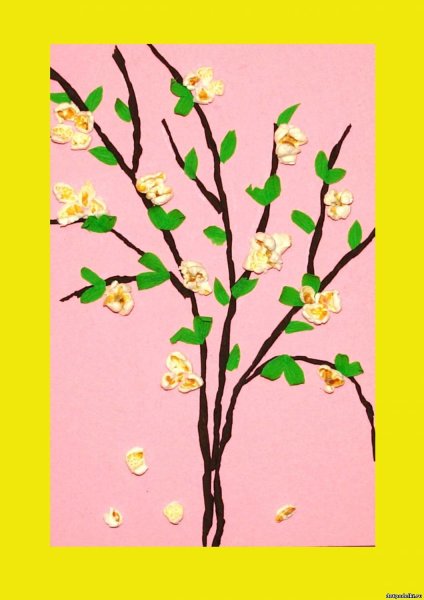 Рисование Березки ватными палочками