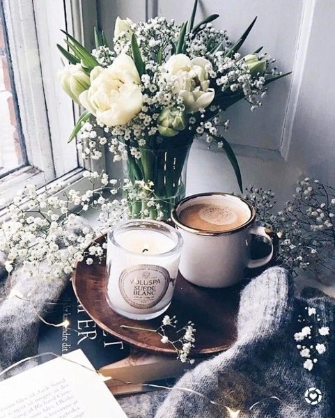 Кофе и цветы