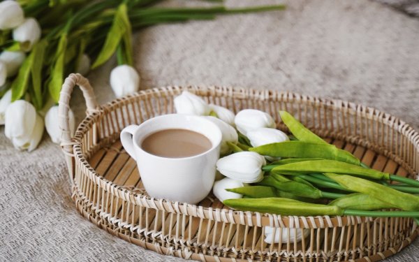 Заставка на рабочий стол кофе Весна