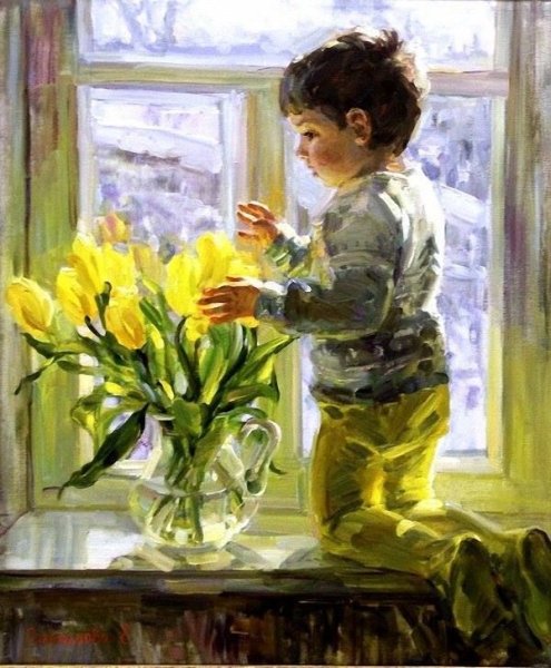 Девушка с подснежниками