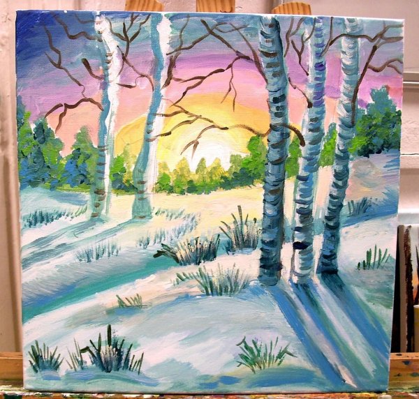 Рисование весеннего пейзажа