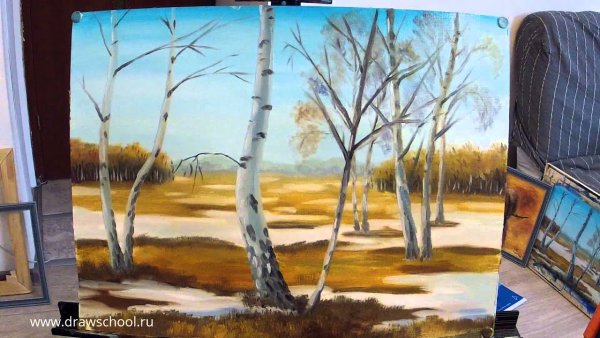 Весенний пейзаж пошагово