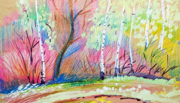 Рисование весеннего пейзажа