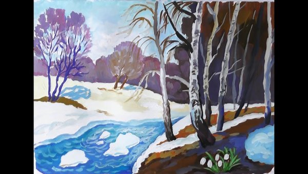 Пейзаж весны рисунок