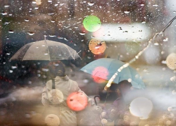 Под зонтом в толпе