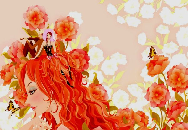 Мультяшная женщина в цветах
