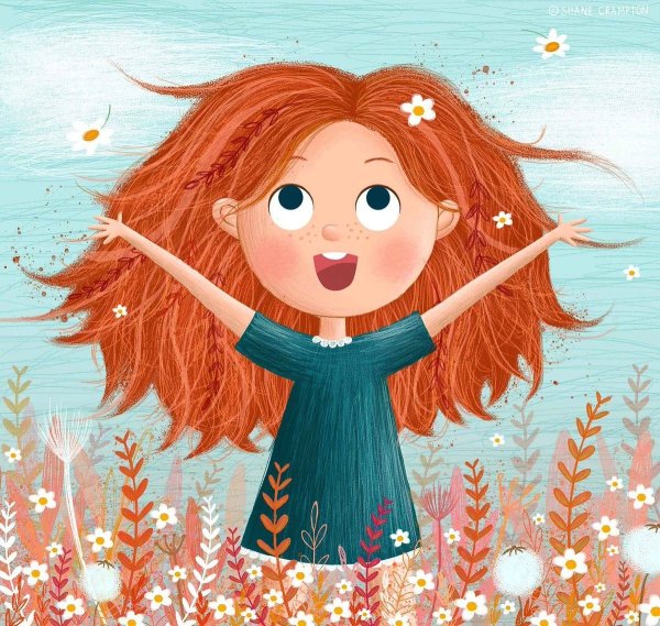 Открытка с рыжей девочкой