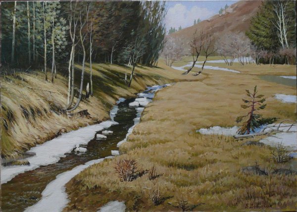 Рисование весенний ручей