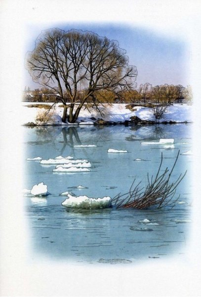 Весенний пейзаж ледоход