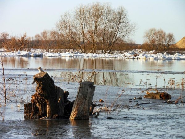 Лед на реке весной