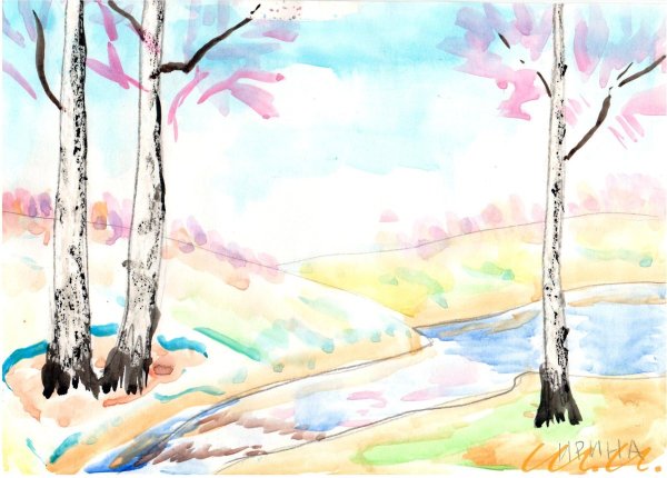 Рисование Весенняя Березка