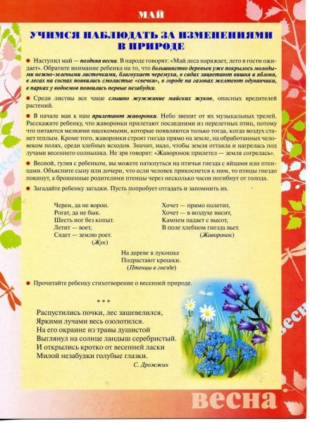 Консультация Весна для детского сада