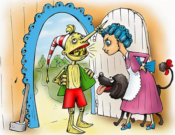 Карикатуры на Буратино и Мальвину