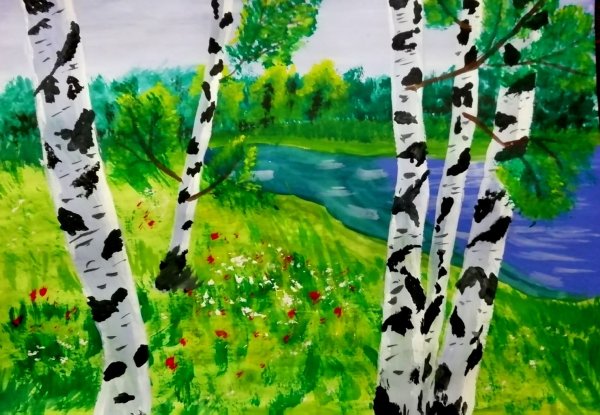 Рисование береза в подготовительной группе