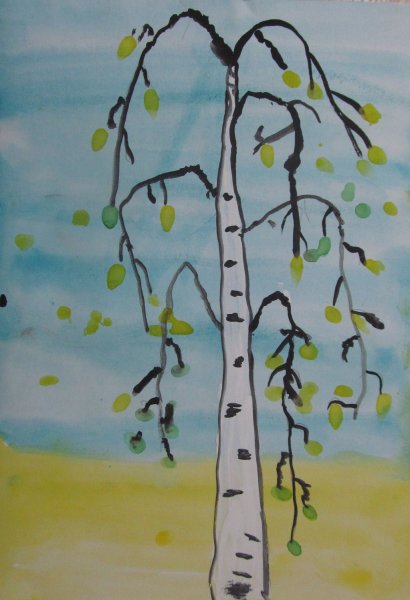 Летний пейзаж гуашью