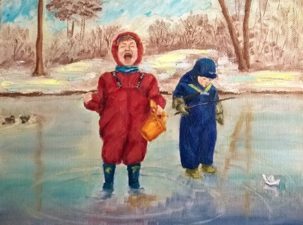 Дети весной живопись