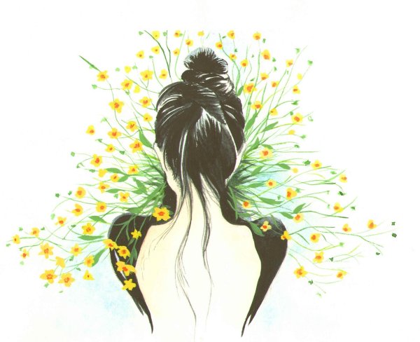 Счастливая девушка нарисованная