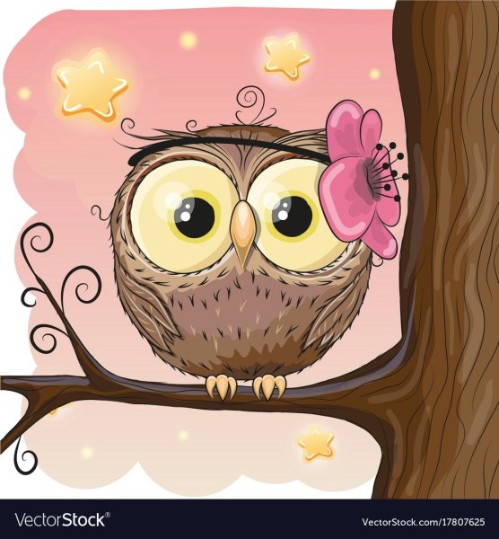 Милая Сова на дереве