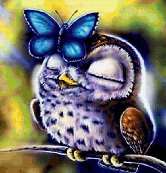 Алмазная мозаика Филин с бабочками