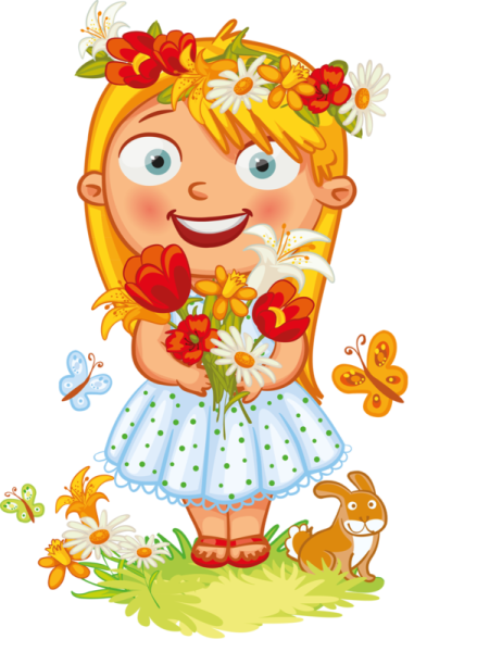 Мультяшные девочки с цветами