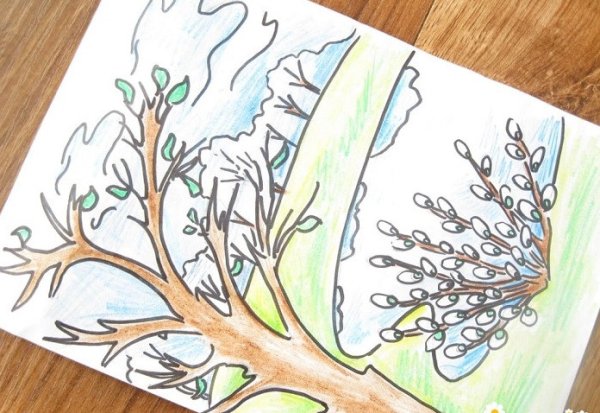 Весна рисунок карандашом