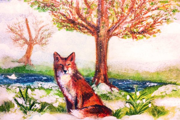 Пейзаж с лисами