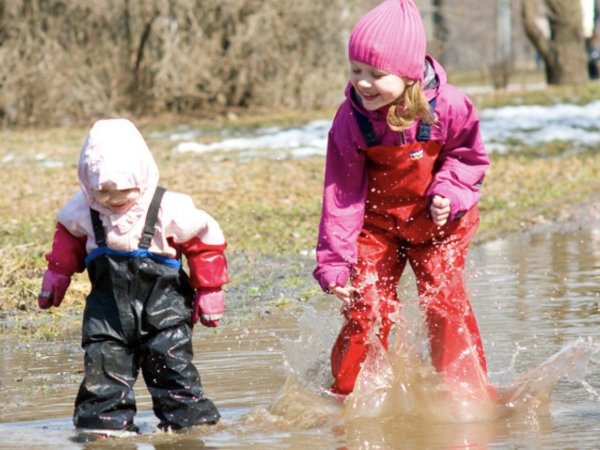 Дети Весна лужи