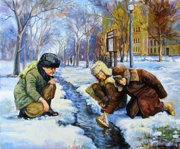 Весна март рисунки детей