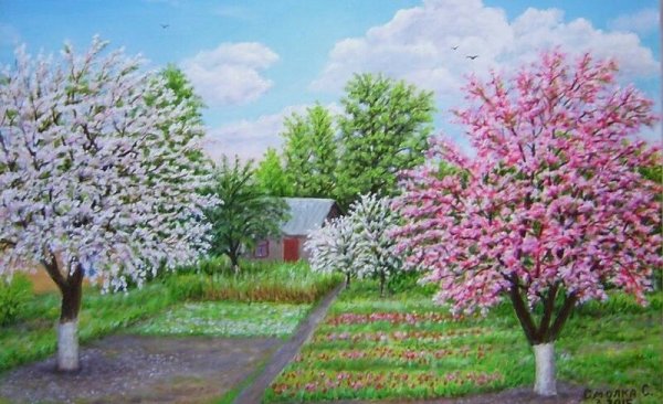 Рисование Цветущий сад