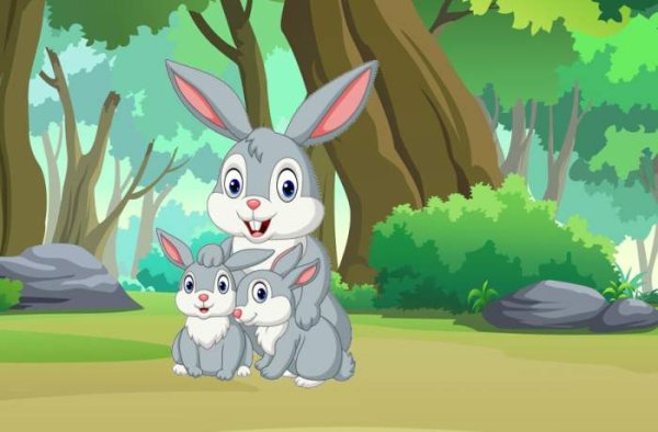 Зайчиха с зайчатами зимой