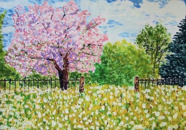 Рисование цветут сады