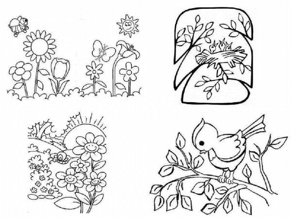 Раскраска весна, для детского сада весна пришла много картинок для детей распечатать