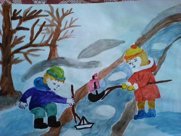 Детские рисунки весенней природы