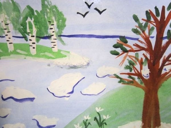 Рисование Весна карандашами