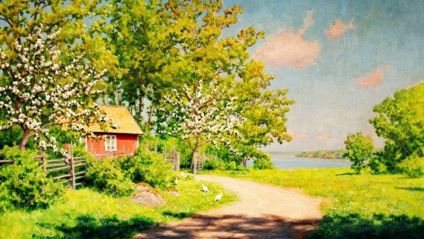 Церковь храм деревня речка осень