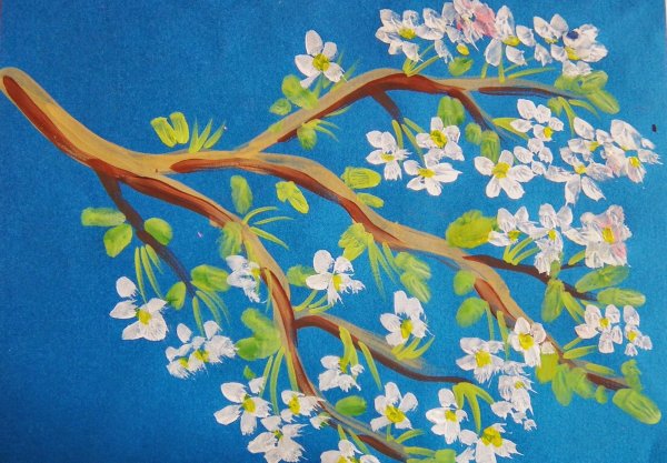 Рисование цветущей ветки