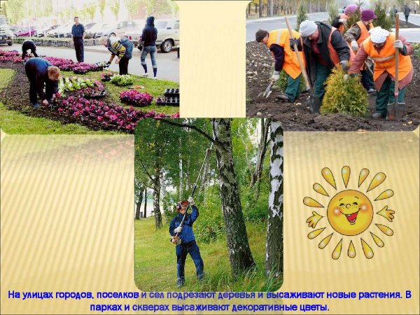 Труд людей весной в сквере