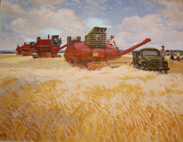 Уборка урожая художник Василий Михайлович Каратай