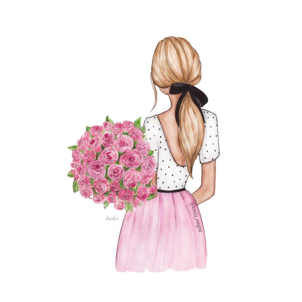 Нарисованная девушка с цветами