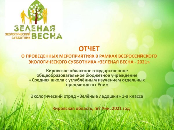 Экологический субботник зеленая Весна