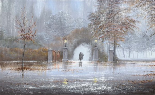 Художник Дмитрий Левин "зимний деревенский пейзаж ".