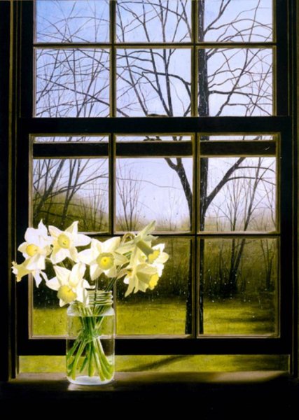 Весенние цветы на окне