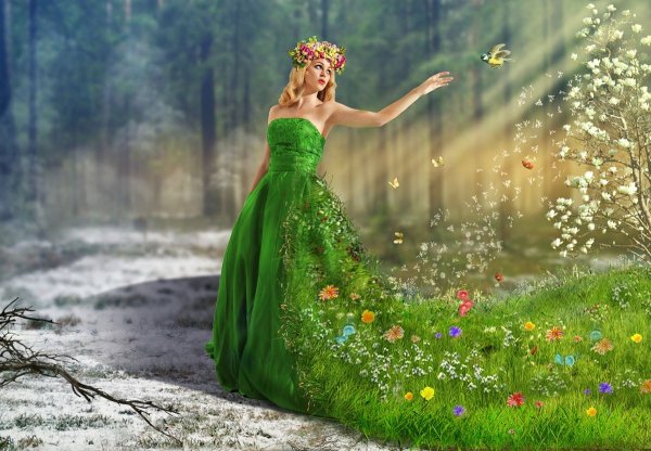 Девушка в яблоневом саду