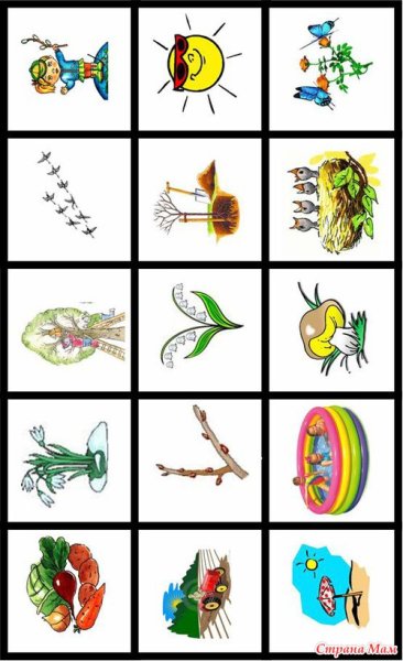 Признаки времен года карточки