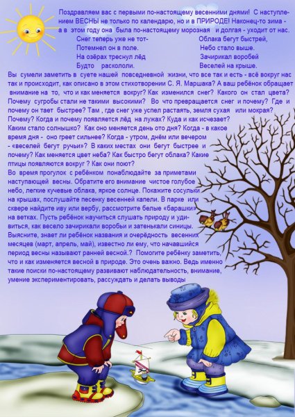 Весна консультация для родителей в детском саду