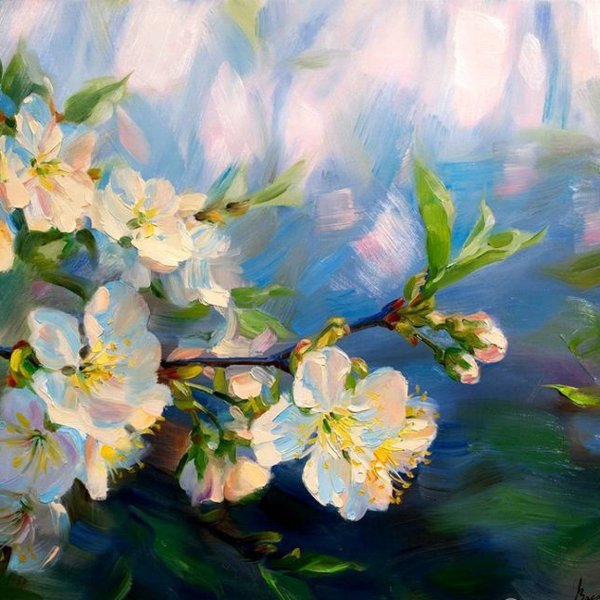 Александр Яблоневый цвет мастихином