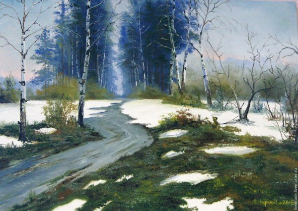 Весенний пейзаж маслом