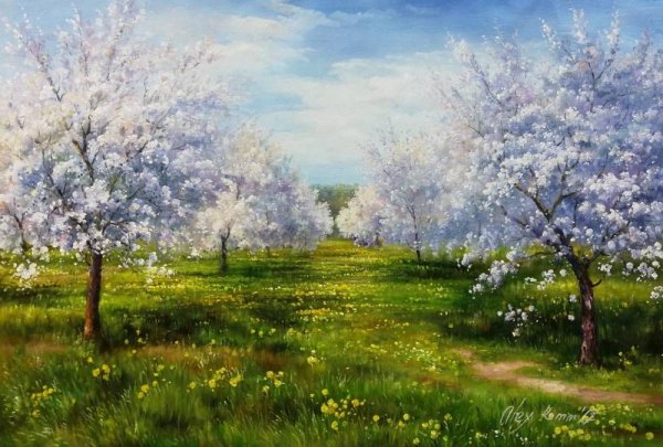 Художник Александр Ромм. В яблоневом саду