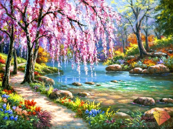 Алмазная мозаика Сакура у реки