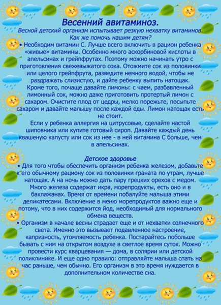 Диета весной в период